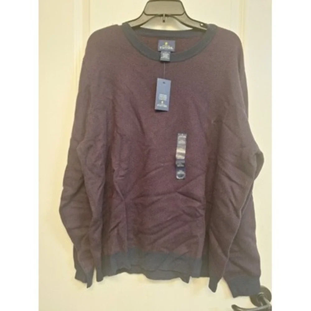 Stafford Mens XXL Plum Navy Crewneck‎ Sweater Wool Cashmere Blend NWT